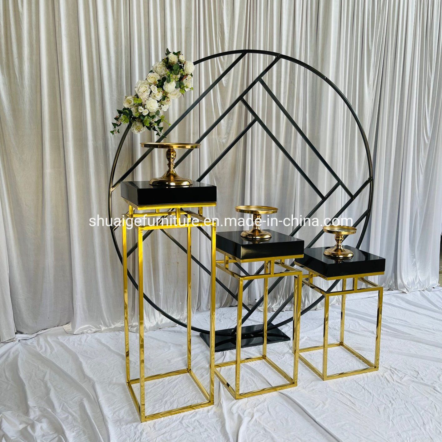 Wholesale Wedding Party Furniture Black Round Metal Backdrops