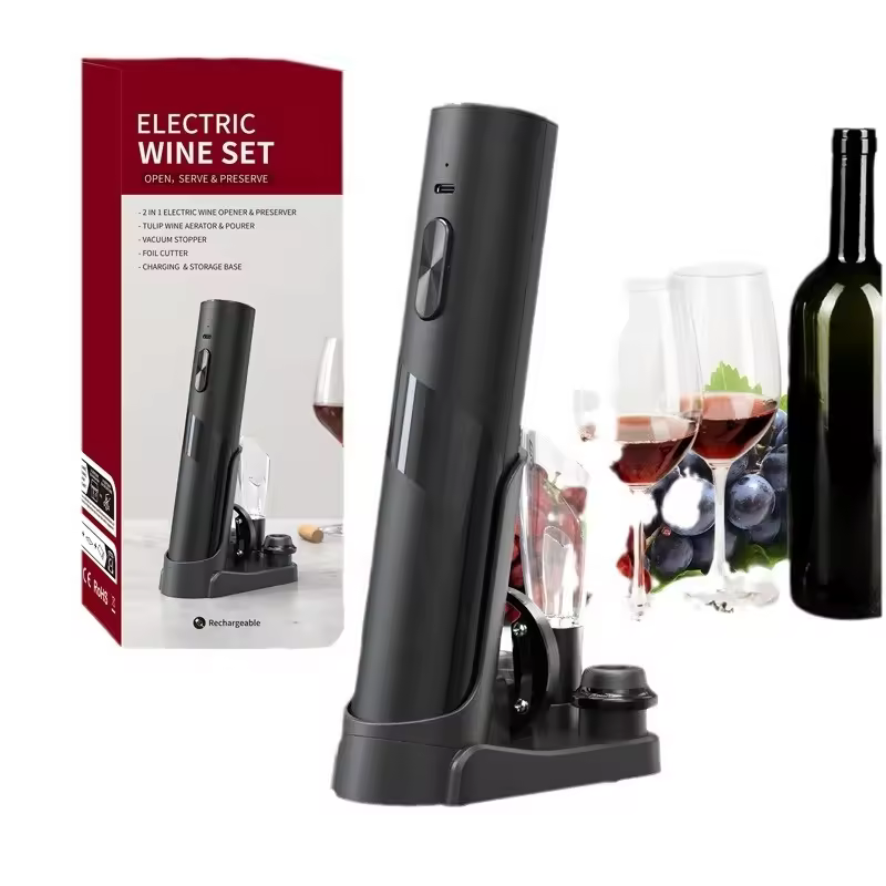 Muyi New Arrivals Type C Charging Electric Wine Bottle Opener 2 In 1 Electric Wine Opening & Fresh-keeping Set