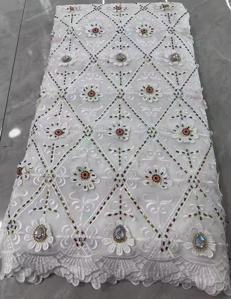 2025 Latest African Lace Fabrics For Women Dress Nigerian Swiss Cotton Lace 100% Cotton Voile Fabric Sustainable Embroidered