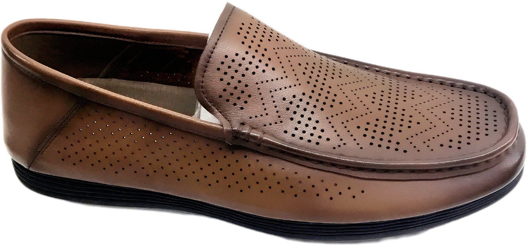 Men's Breathable Leather Loafers with Soft Rubber Sole for Comfort