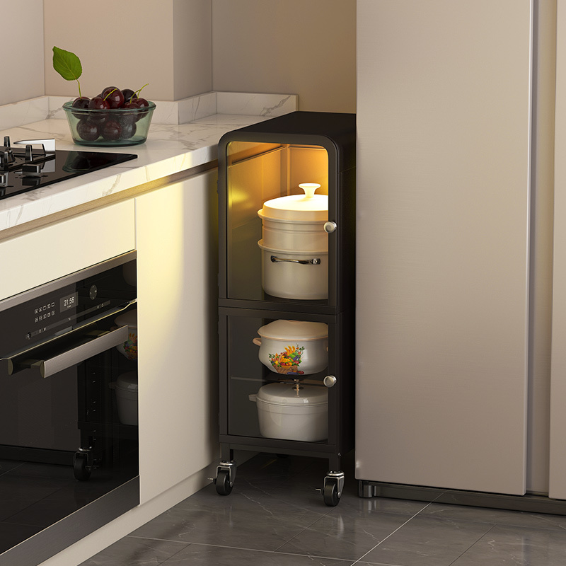 Corner Storage Shelf with Integrated LED Lights for Home Use