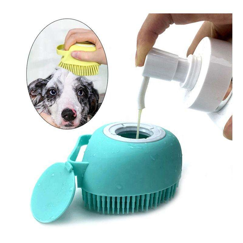 ODM OEM Acceptable Portable Cat Accessories Comb Cleaning Tool Plastic Massage Shampoo Dispenser Pet Grooming Silicone Shower Brush