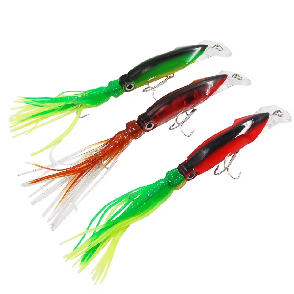 Factory Direct 3pcs/set Colorful Soft Lure Octopus Squid Jig Fishing Lure Artificial Bait Swim Bait Fishing Tackle