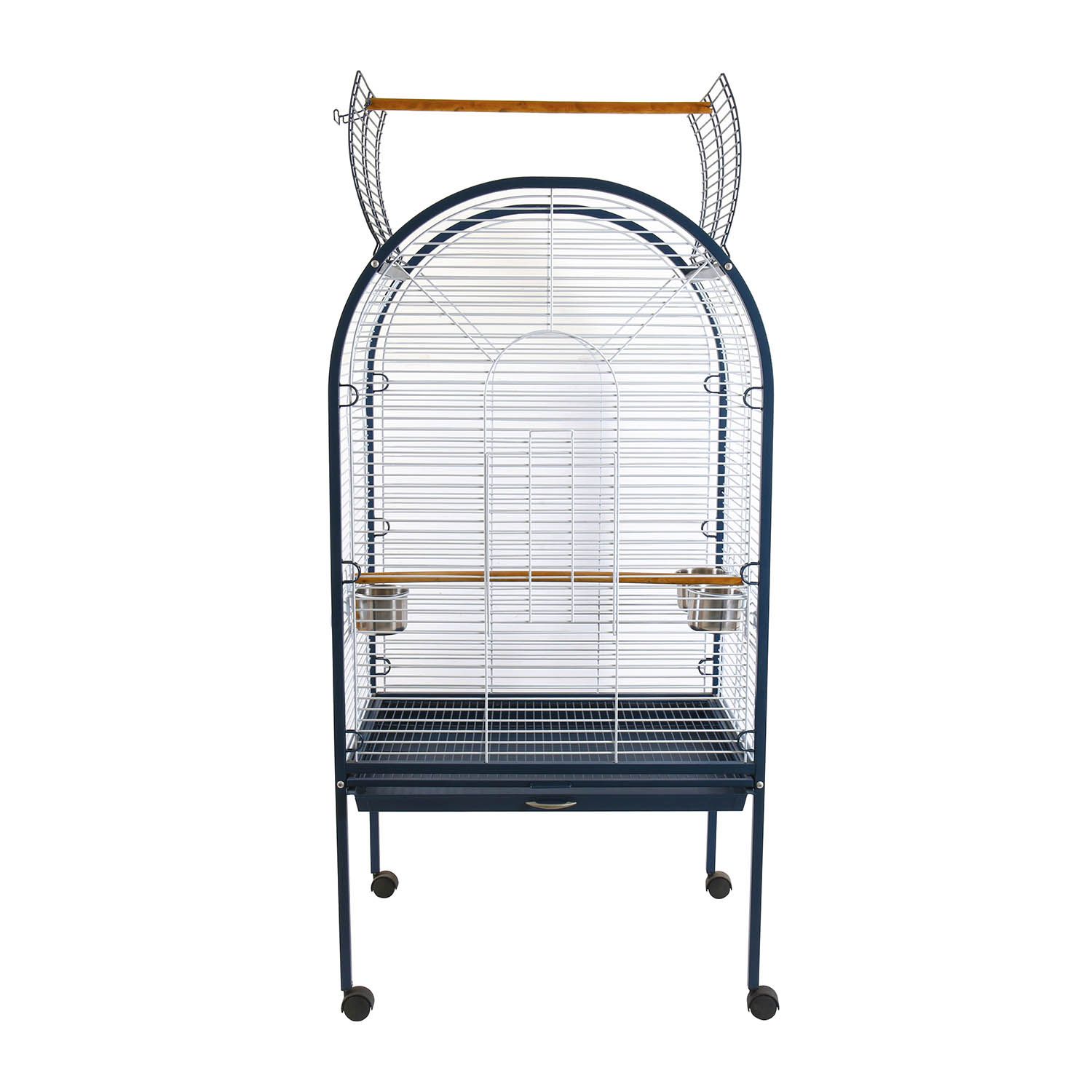 Hammered Black Powder Coating Steel Wire Top Open Bird Cage Economical Open Top Bird Cage Large Parrots Small Size Wood Iron