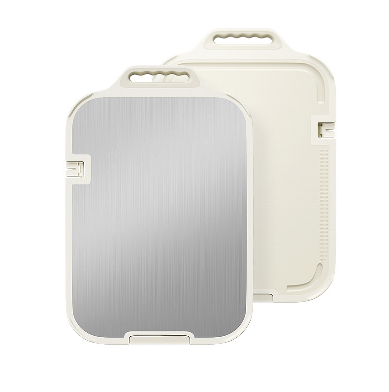 2024 New Series Large Rectangular Stainless Steel Kitchen Cutting Board Double Use PP Eco-Friendly Home Wheat Straw Chopping
