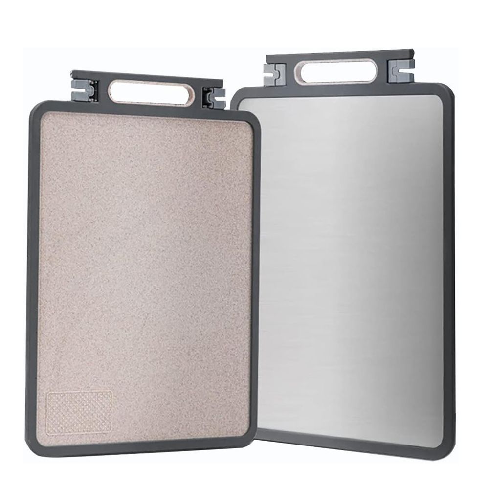 Hip-Home Double Side Stainless Steel Cutting Board Wheat Straw Chopping Blocks