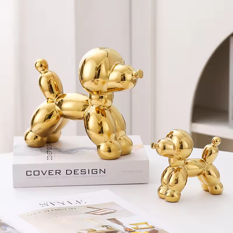 Ins Style Creative Plating Poodle Dog Statue Decoration Premium Sense Home Desktop Decoration Ornaments