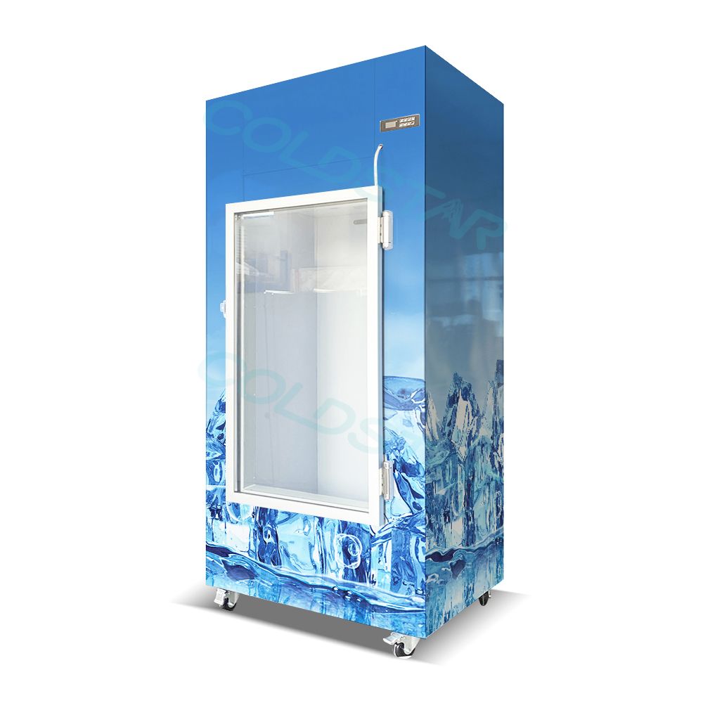Commercial Single Door Ice Storage Contanier Machine 120bags Ice Merchandiser Freezer