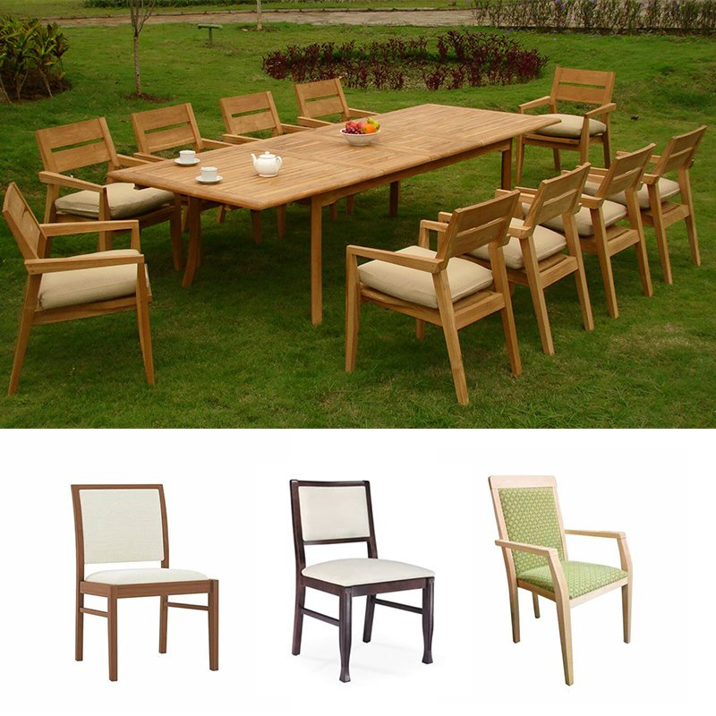 New Design Minimalist Nordic Garden Best Wood Top Panel Dinner Table Outdoor Dining Room Table and Chair Set for Nursing Home