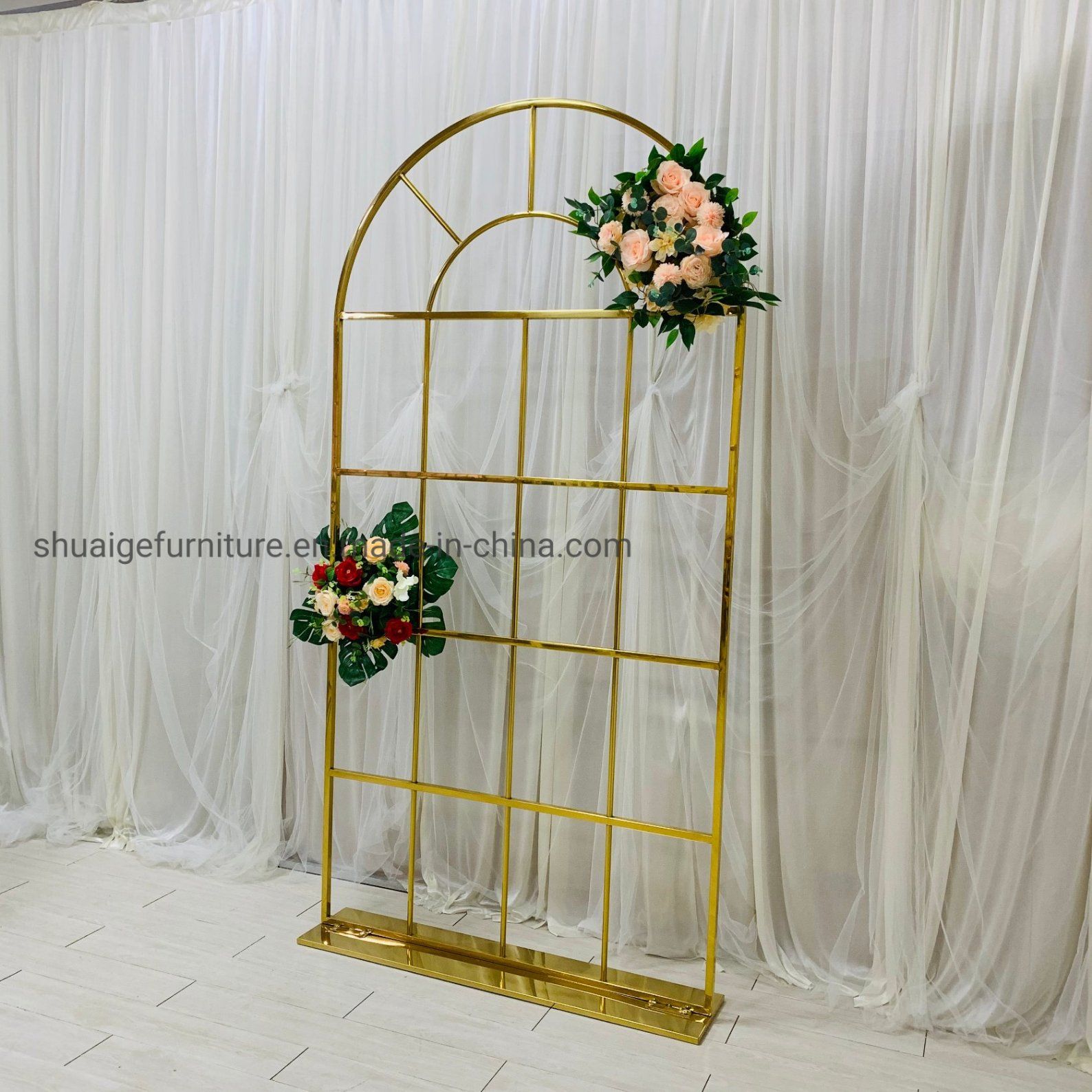 Hot Sale Party Furniture Factory Gold Stainless Steel Arch Backdrop