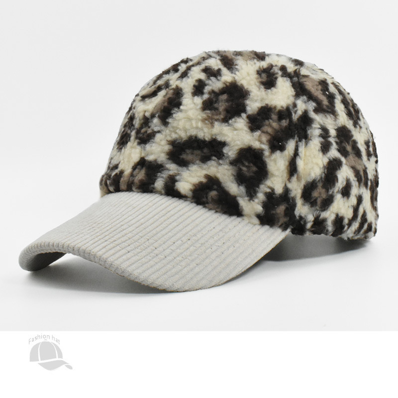Autumn and Winter Retro Color Blocking Leopard Print Baseball Cap Female Outdoor Travel Warm Cold Shading Duck Tongue Cap
