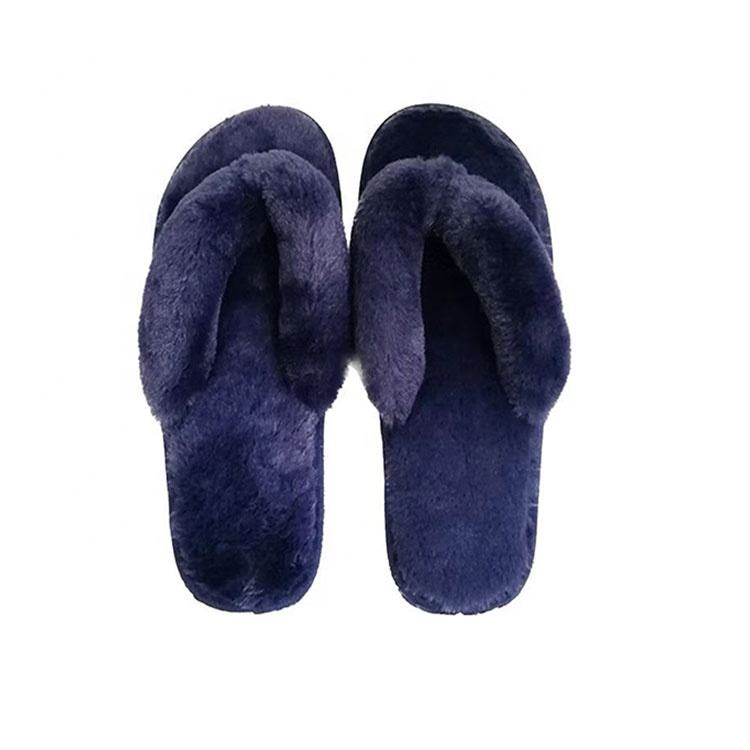 Direct Factory Sale Latest Style Ladies Indoor Fluffy Fur Shoes for Spring Warm Soft Fashionable Embroidered Logo Flip-Flops