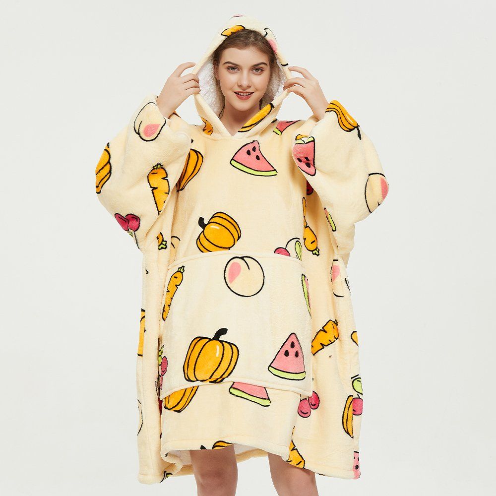 Super Big Size Fits All Warm Comfortable Fleece Hood Blanket Premium Wearable Blanket Oversized Sherpa TV Blankets for Winter