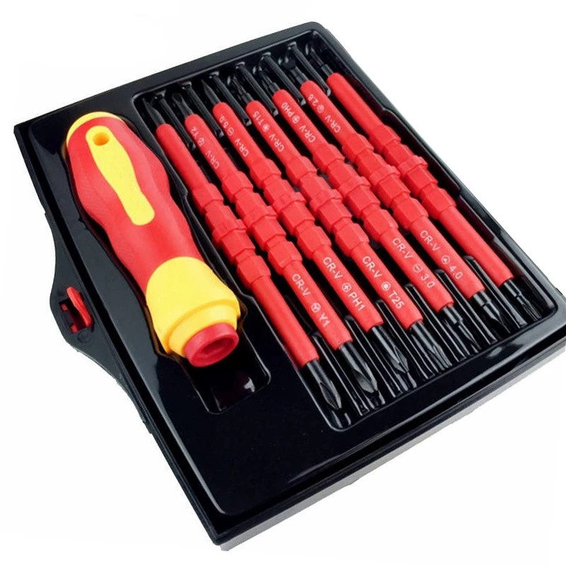 14 in 1 Insulated Screwdriver Set Screw Driver Bit Magnetic Phillips Slotted Screwdrivers Screw Holder for Electrician Hand Tools