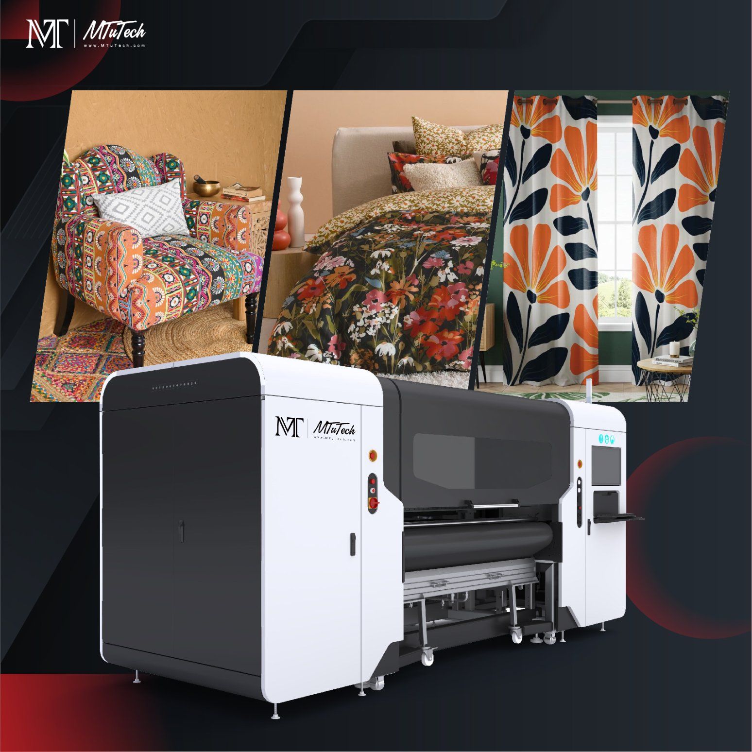 MTuTech Large Format Insuatrial Digital Sublimation Direct Textile Printer for Home Textile and Clothing