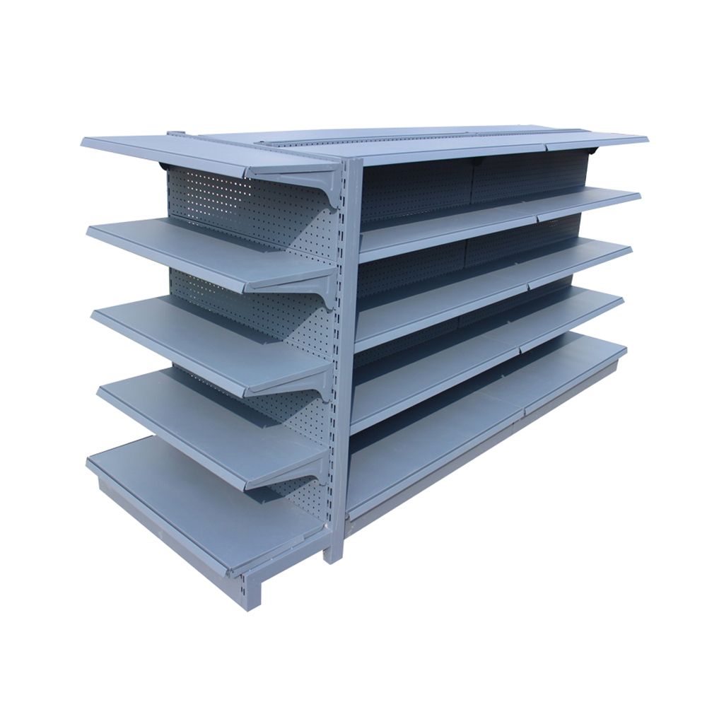 Perforated Supermarket Corner Wall Shelf Convenience Store Shelving Unit