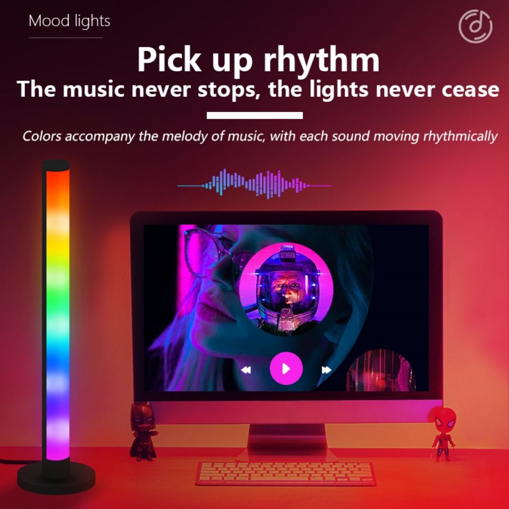 LED Tube Floor Standing U-Shaped Ambient RGB Music Control Christmas Light Desktop Pickup Bar USB Atmosphere Decoration Neon DC5V E-Sports Table Lamp