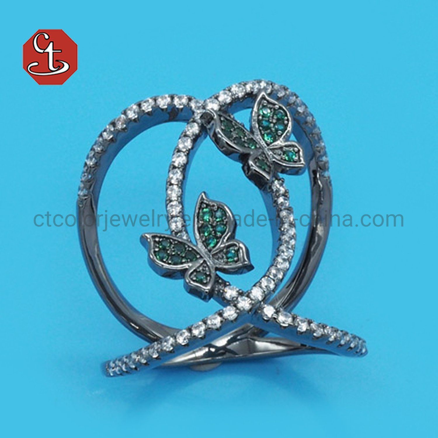 Fashion Butterfly Shaped Finger Rings For Women Luxury Black Color Accessories Jewelry