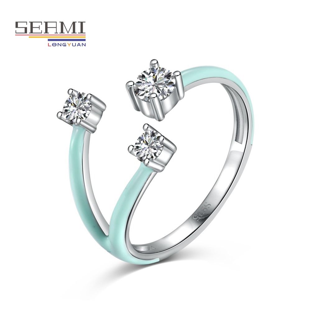 S925 Sterling Silver Women's Ring Colorful Drip Adjustable Ring