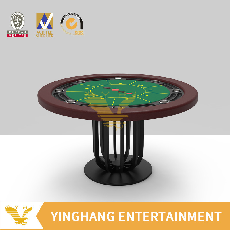 Yh 140cm Classic Wood Round Texas Poker Table Home Club Gaming Table