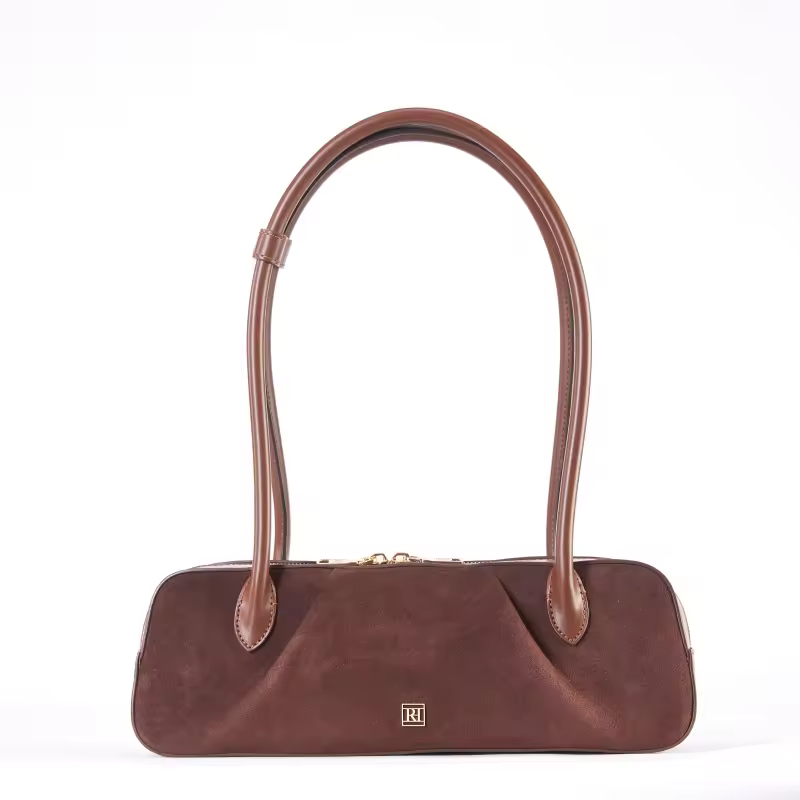 Handbag Factory Oem Women's Retro Pu Suede Leather Satchel Shoulder Bag Long Handled French Style Bag Large Capacity