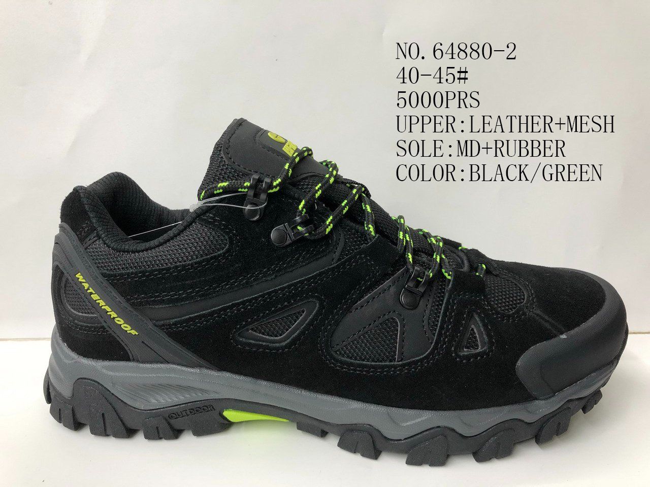 Men Good Quality Outdoor Hiking Stock Shoes with Leather Upper