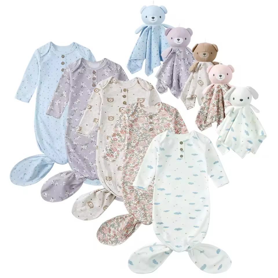 0-6 Months Baby Sleeping Bags Cotton Baby Sleep Sack Print Sleeper Wholesale Gowns Newborn Swaddle Baby Sleepwear With Doll