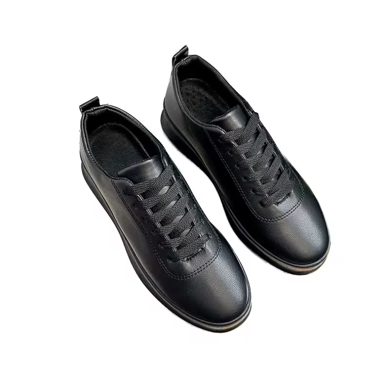 Wholesale Men's Casual Sports Shoes Custom Pu Leather Breathable Chunky Sneakers Black Fall Winter Spring Students Sports