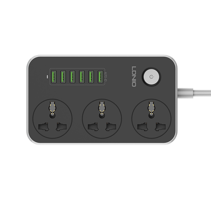 Ldnio Sc3604 Universal 3 Outlets Extension Lead Power Strip with 6 Ports