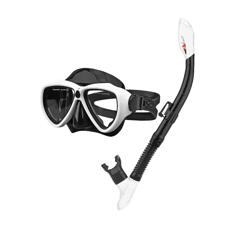 Aloma Premium Adult Snorkel Gear Set Tempered Lens Scuba Diving Mask & Waterproof Snorkel For Underwater Sports For Swimming
