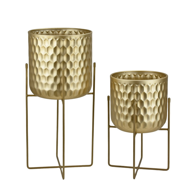 Gold Plant Pot Metal Planter Home Metal Flower Pot