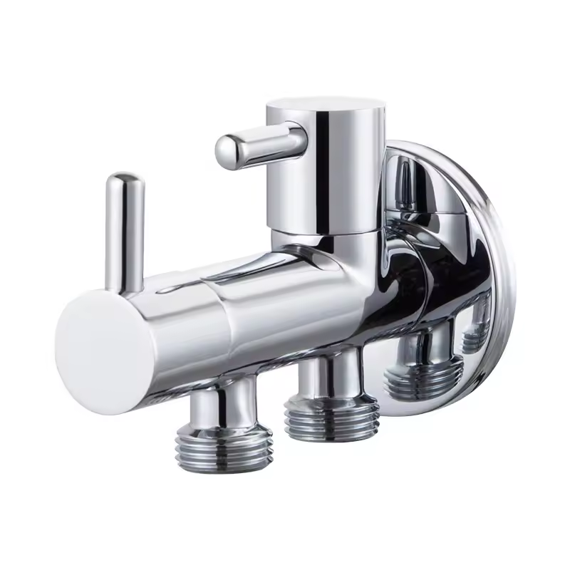 Modern Design Double Control Switch Angle Valve Brass Zinc Sanitary Water Distributor One Two Faucet Accessories For Bathrooms