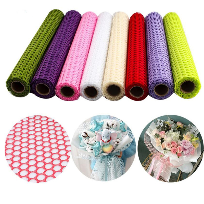 Popular Decorative Poly Mesh Flower Bouquet Wrapping Home Deco Table Runner Flower Floral Packing Rolls Decoration Packaging