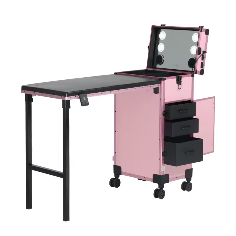 Professional Luxury Manicure Table For Nail Art Foldable Cosmetic Trolley With Double Sides Japanese Style Low Moq Nail Desk
