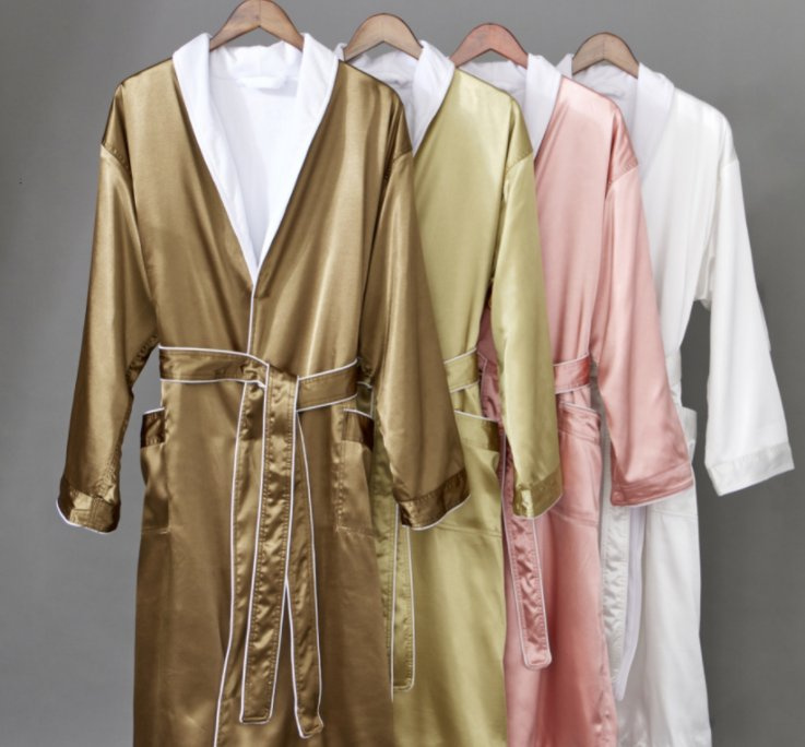 His and Hers Unisex Bath Robe Wholesale Luxury Plus Size Bathrobes Wearable Satin Sleepwear