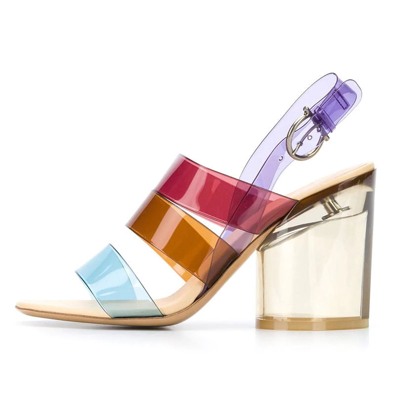 Quality Rainbow Wholesale Transparent Heel Glass Lady High Heels Shoes for Women Sexy Manufacturer