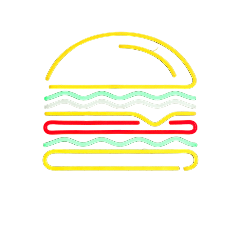 Direct Sale Acrylic Illuminated Hamburger Design Neon Light Sign for Home Decoration