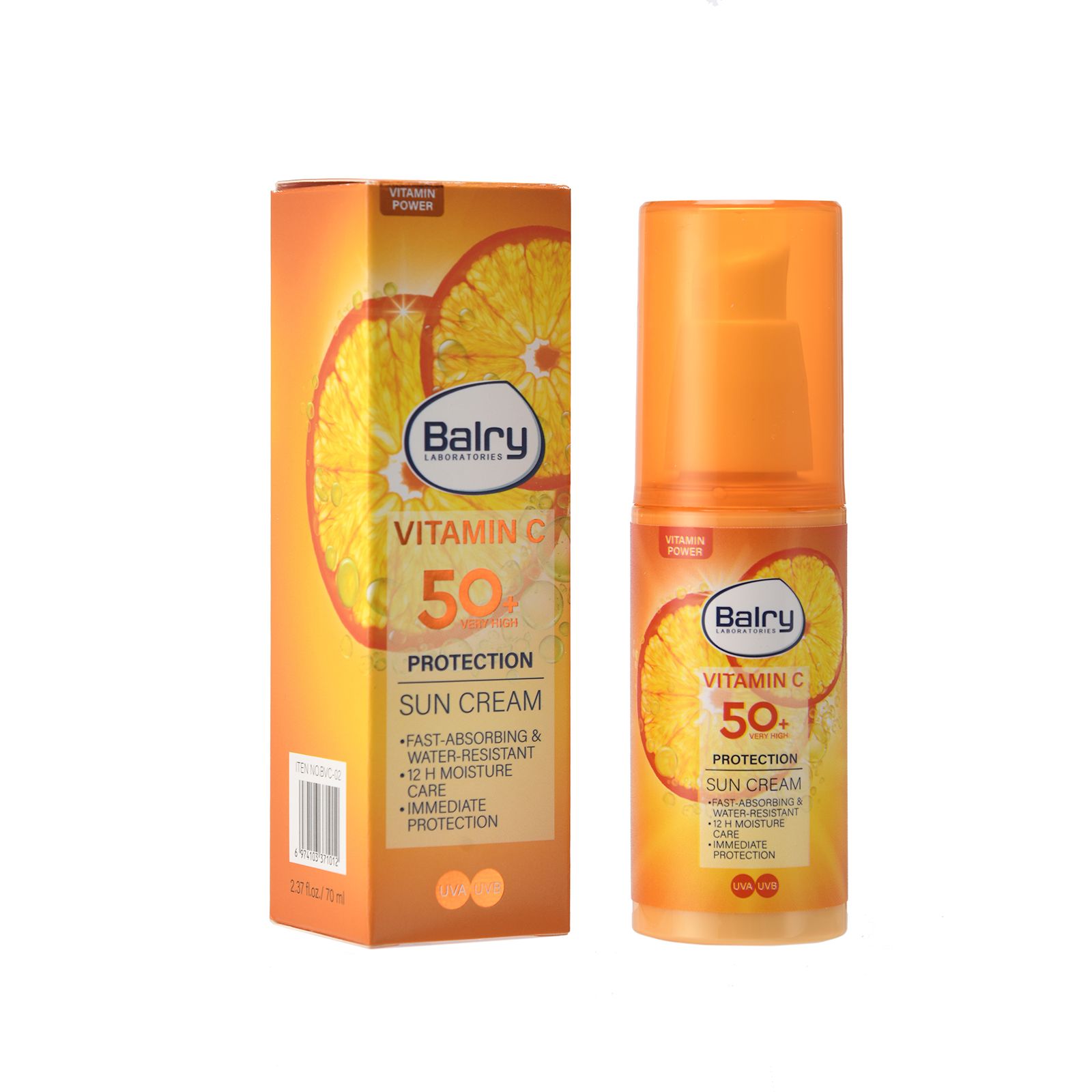 Natural Vitamin C Sunscreen Vegan Moisturizing Cream with Anti-Oxidant Sun Protection SPF50