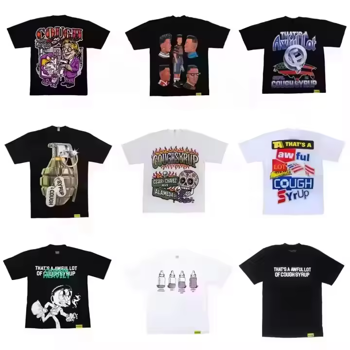 Top Quality Heavyweight Printed T-shirts 100% Cotton Short Sleeve Tees That's A Awful Lot Of Cough Syrup T Shirts For Men