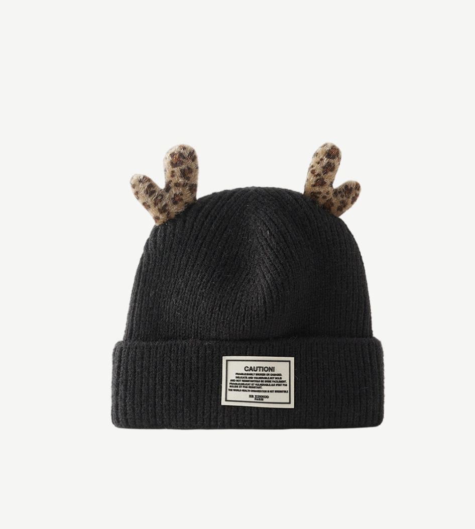 Hot Sale Winter Protection Warm Luxury Red Christmas Kids Beanie Cap Hat, Embroidery Jacquard Knit Beanie