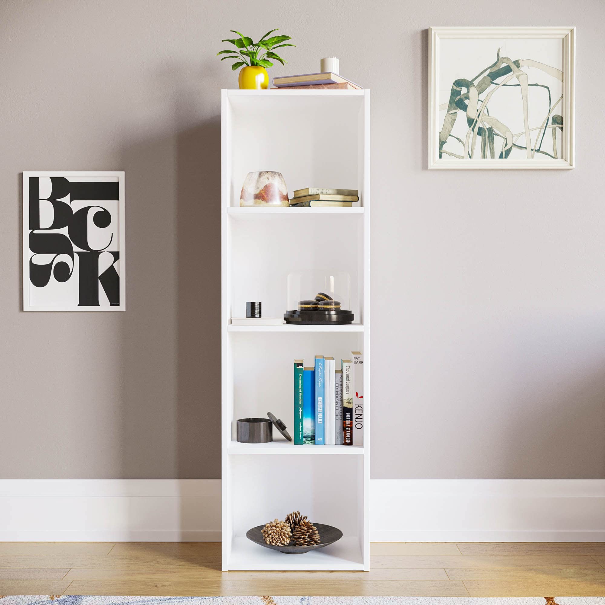 Chinese Manufacture Simple Design Best Seller White Modern 4 Tiers Office Bookcase and Wall Shelf for The Living Room Furniture