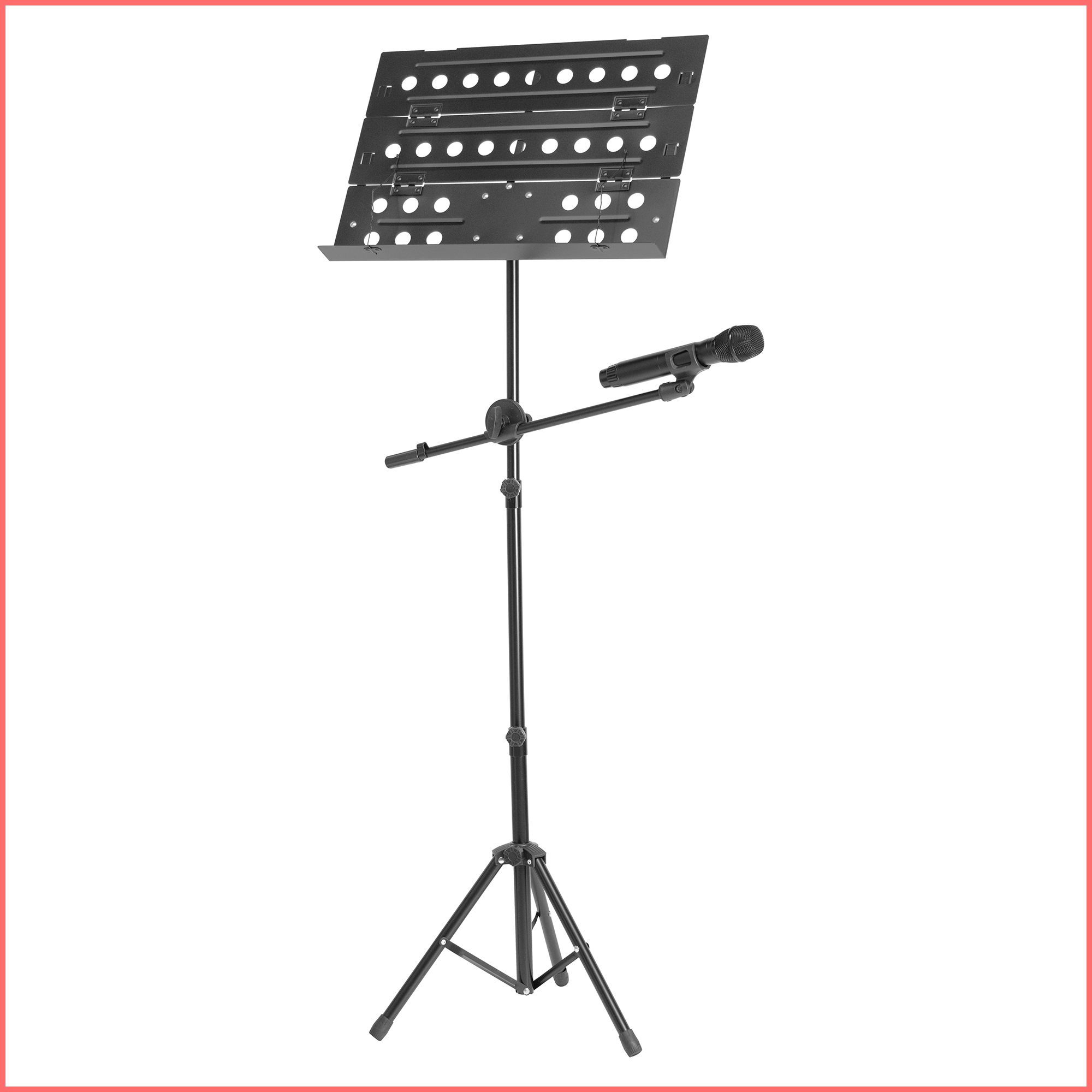 Ms-D8m Manufacturer New Hot Sale Music Instruments 3 Folding Noted Stand Adjustable Metal Sheet Music Stand with Mic