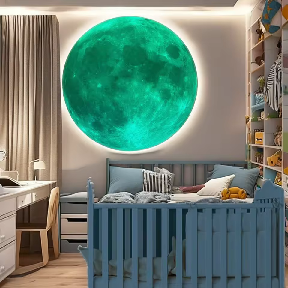 Glow In Dark Moon Wall Ceiling Art Stickers Luminous Glowing Adhesive Wall Decal For Kids Bedroom Home Decoration