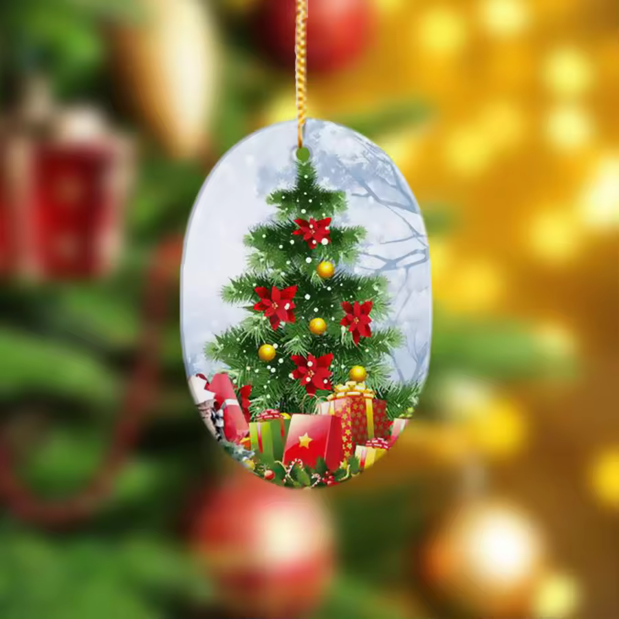 Topjlh Exquisite Ceramic Christmas Ornament Handcrafted Holiday Decor With Premium Gold String For Tree & Home Decoration