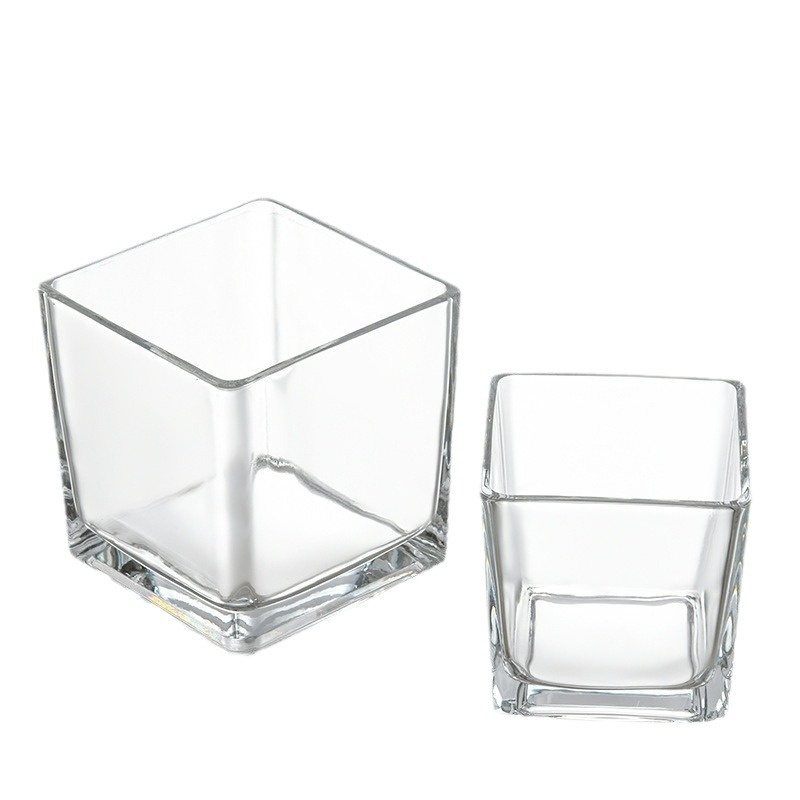 Transparent 5oz 6oz 8oz 10oz 12oz 14oz 15oz 16oz Home Decoration Candle Vessels Square Glass Candle Jars Empty Candle Holders