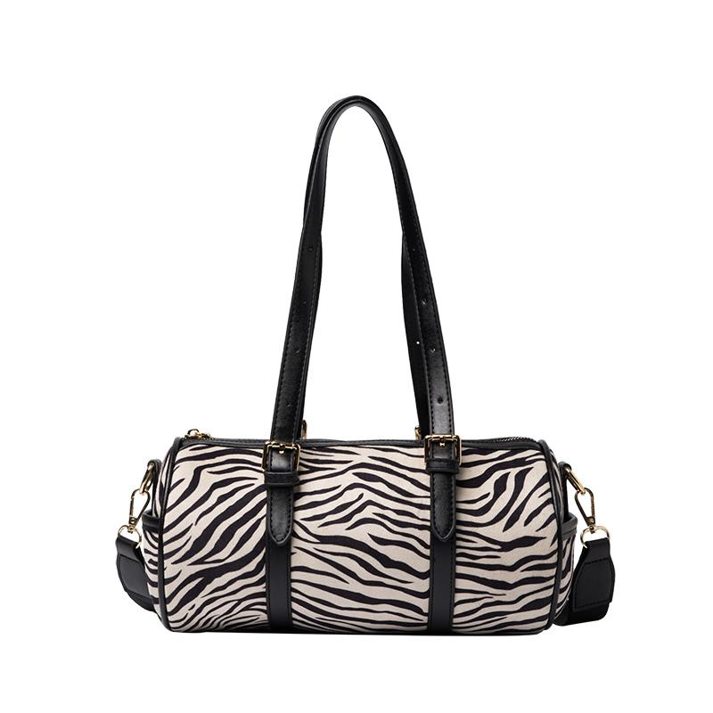 New Retro Lady Plaid Crossbody Large Capacity Folding Travel Duffel Bag Leopard Zebra Print Handbag