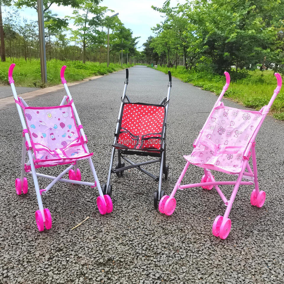 IN STOCK Cheap Plastic 18 Inch Lovely Sliding pink Doll Furniture Baby Doll Stroller for Girls