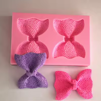 Diy 2pcs Rhinestone Bowknot Liquid Silicone Molds Resin Fondant Chocolate Cake Decorating Mold For Babyshower Birthday Party