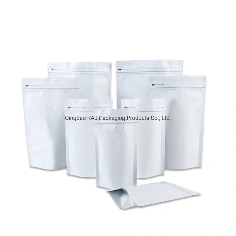 Heat Seal 250g Matte White Stand up Coffee Pouch in Stock with Ziplock and Valve