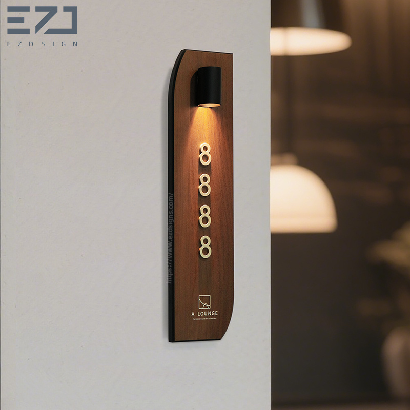 Customize Stainless Steel Wooden Door Numbers Apartment Hotel Plate Hallway Number Sign